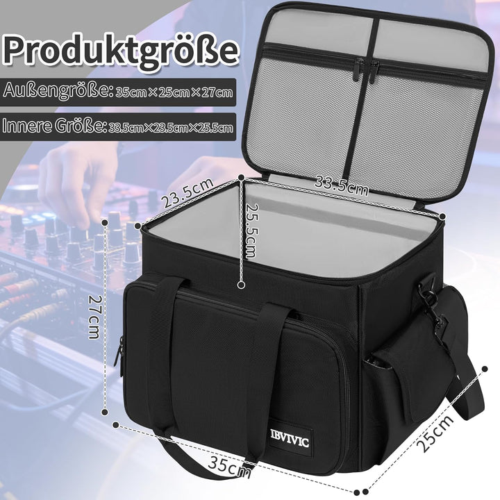 DJ Tasche, 1680D Nylon DJ Gigbag mit Abnehmbaren Trennwänden und Boden, DJ Kabel Organizer Tasche fü
