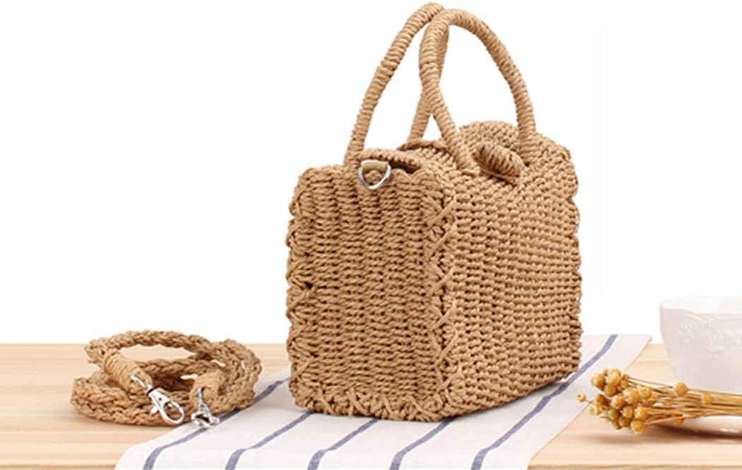 H.S.G.K Stroh Crossbody Tasche Frauen Weave Schultertasche Quadratisch Sommer Strand Handtaschen Boh