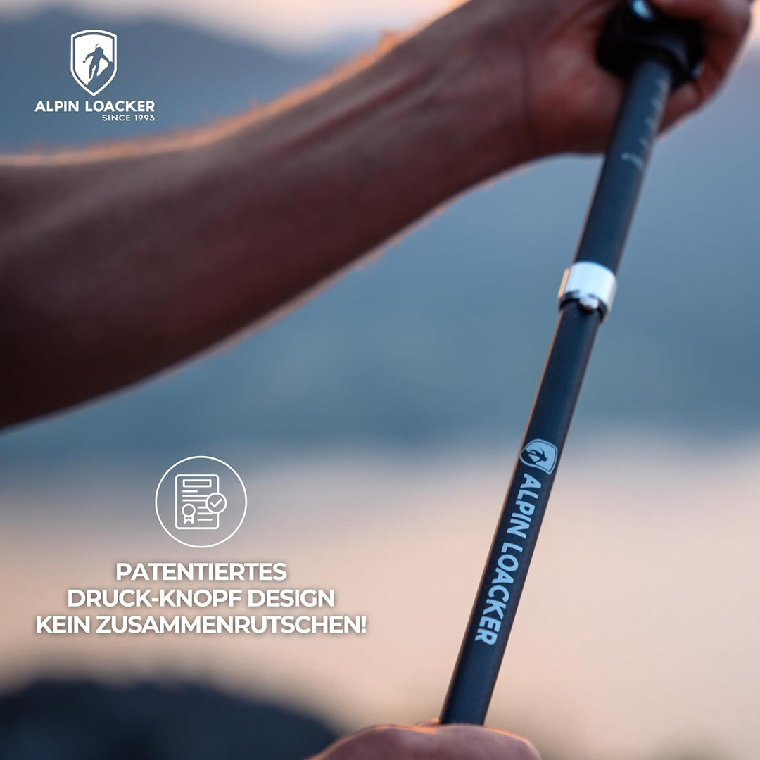 Alpin Loacker Wanderstöcke faltbar Carbon oder Aluminium mit Korkgriff I Nordic Walking Stöcke Damen