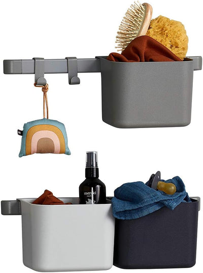 Leander Organisationselemente 3 Stück Boxen, 2 kurze Schienen, 2 Haken, Farbe dusty grey
