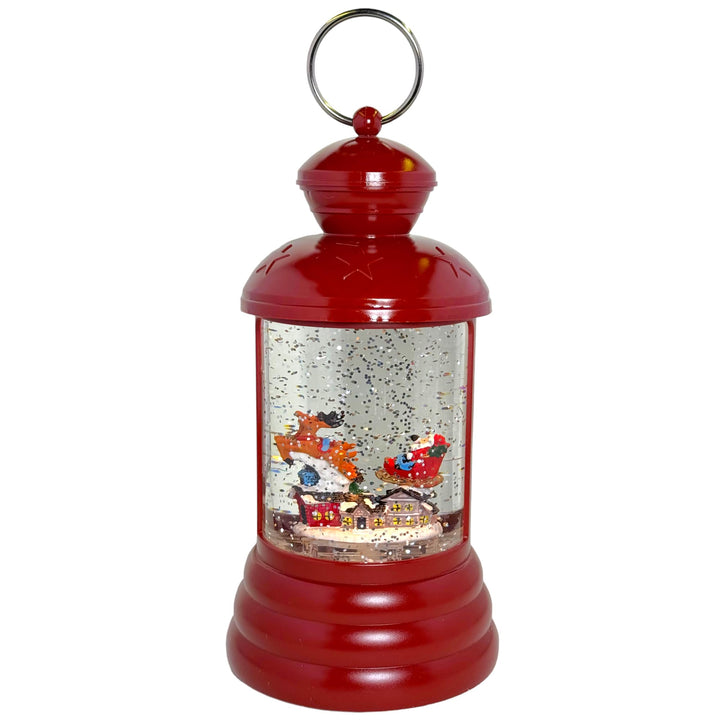 MIJOMA Weihnachtliche LED Laterne Schneekugel aus Glas, Zauberhafter Schneewirbeleffekt, Warmweisses