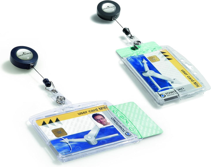 Durable Doppelbox mit Jojo für 2 Betriebs-/Sicherheitsausweise, 10 Stück, transparent, 822419 Für 2