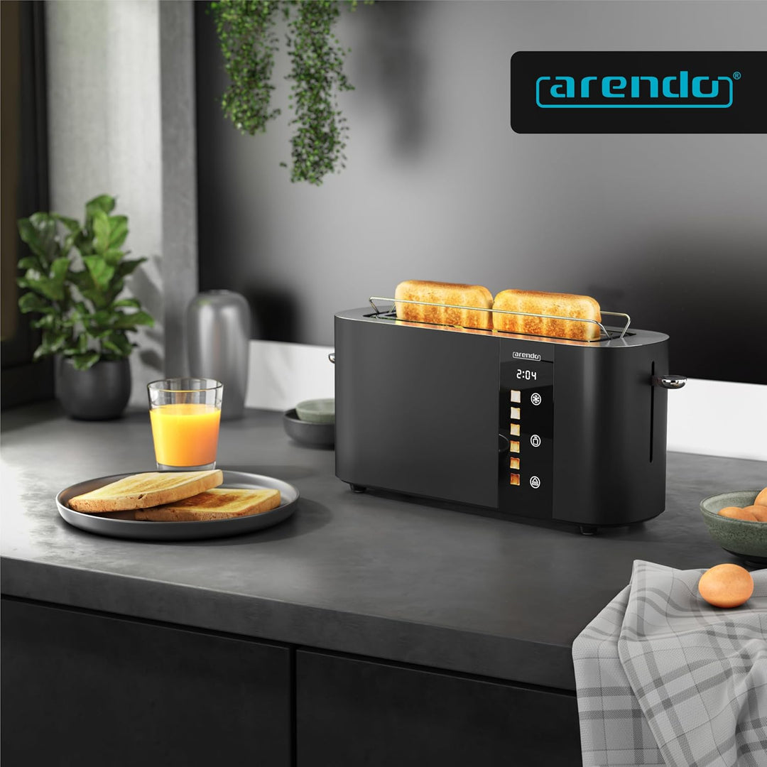 Arendo - Edelstahl Toaster 2 Scheiben Langschlitz - Touchscreen – Doppelwandgehäuse – Integrierter B