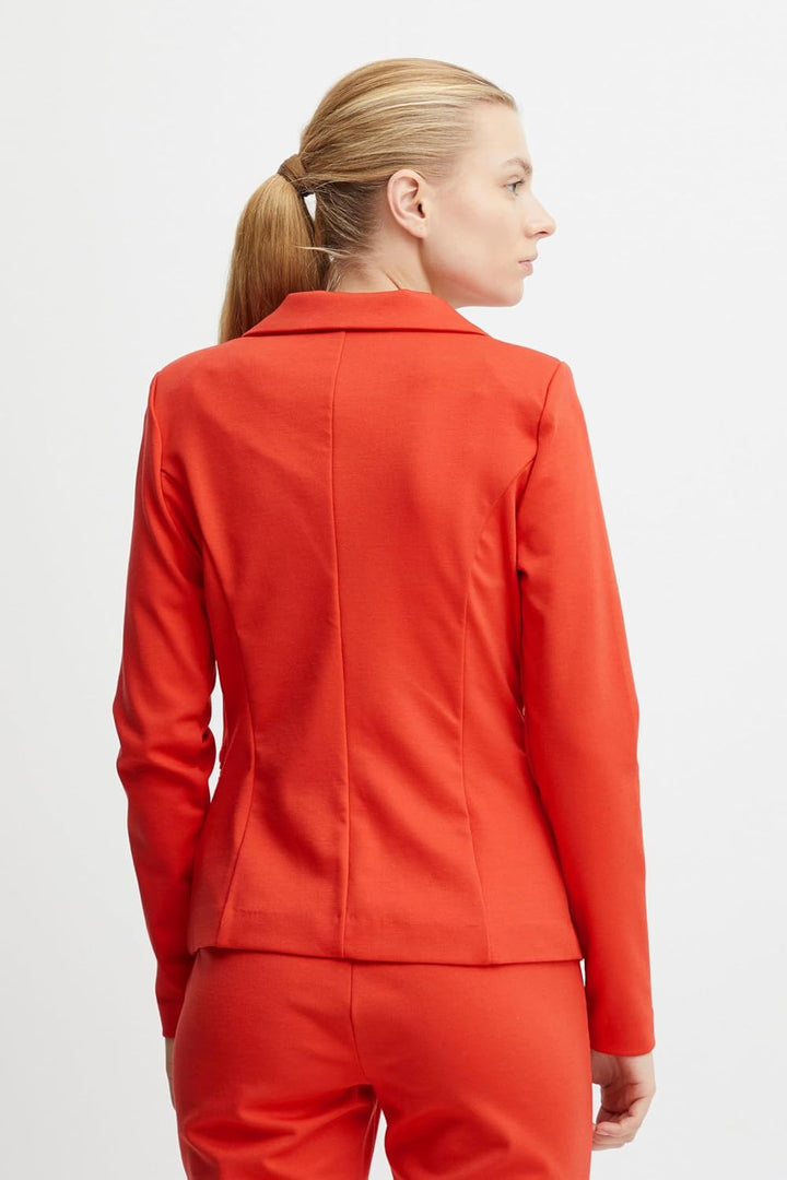 ICHI IHKATE BL Damen Blazer Kurzblazer Jacke EIN-Knopf-Blazer mit Stretch und Reverskragen XS Poppy