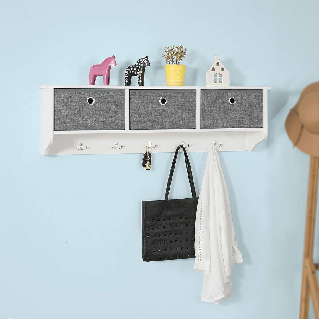 SoBuy Wandgarderobe-Set Flurset Flurmöbel Schuhbank mit Sitzfläche Flurgarderobe FSR35-W+FRG282-W