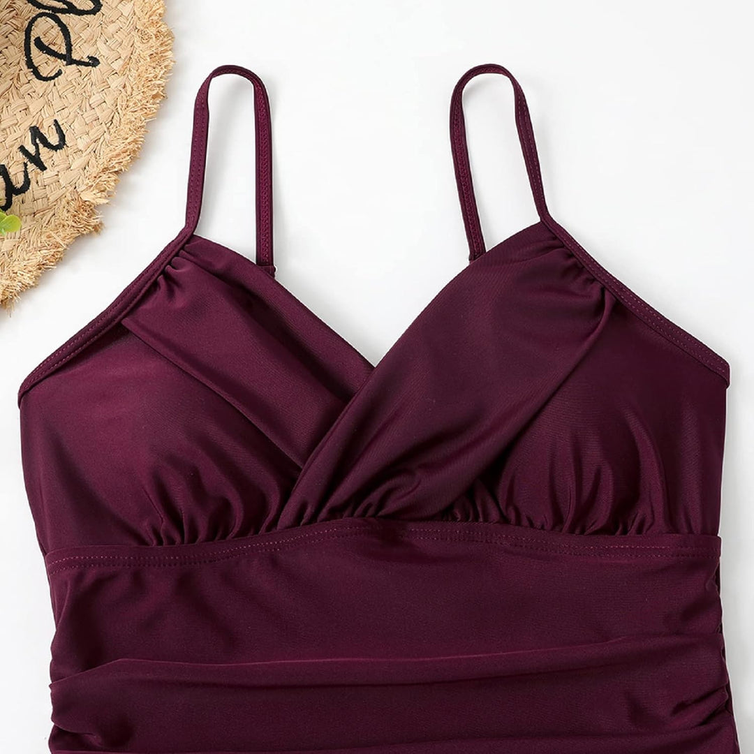 SUGSHYN Badeanzug Damen Sexy V Ausschnitt Schwimmanzug Bauchweg Bademode Push Up Swimming Suits Wome
