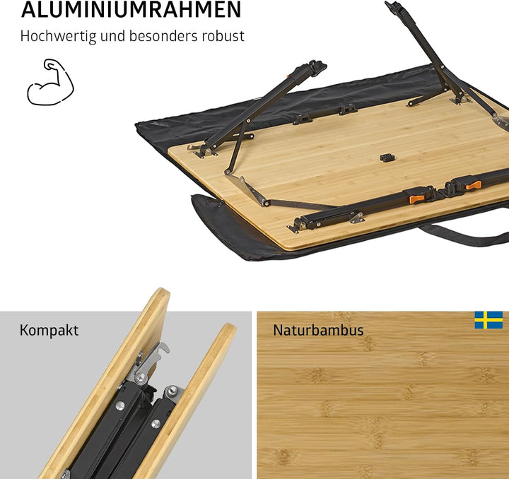 Campout Campingtisch 100 x 72 x 70 cm - Klappbarer Gartentisch - Klapptisch - 3-Fach Höhenverstellba