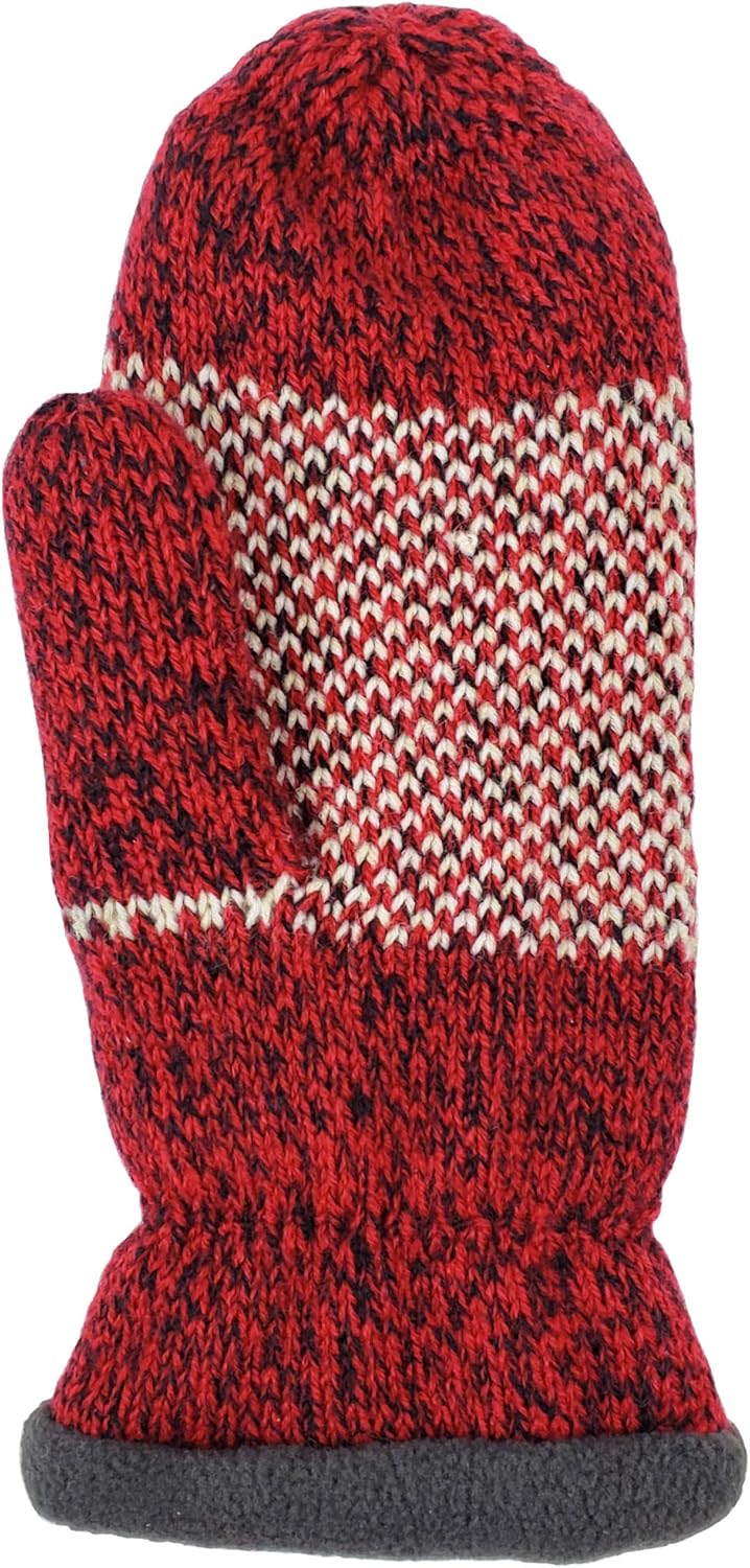BRUCERIVER Damen Schneeflocke Strickhandschuhe mit warmem Thinsulate Fleece Futter Rot M, Rot M