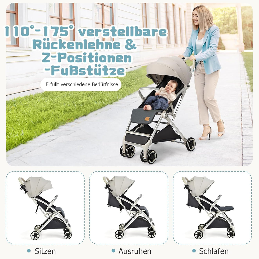 DREAMADE Klappbarer Kinderwagen, Buggy mit stufenlos verstellbarer Rückenlehne, Stroller mit Moskito