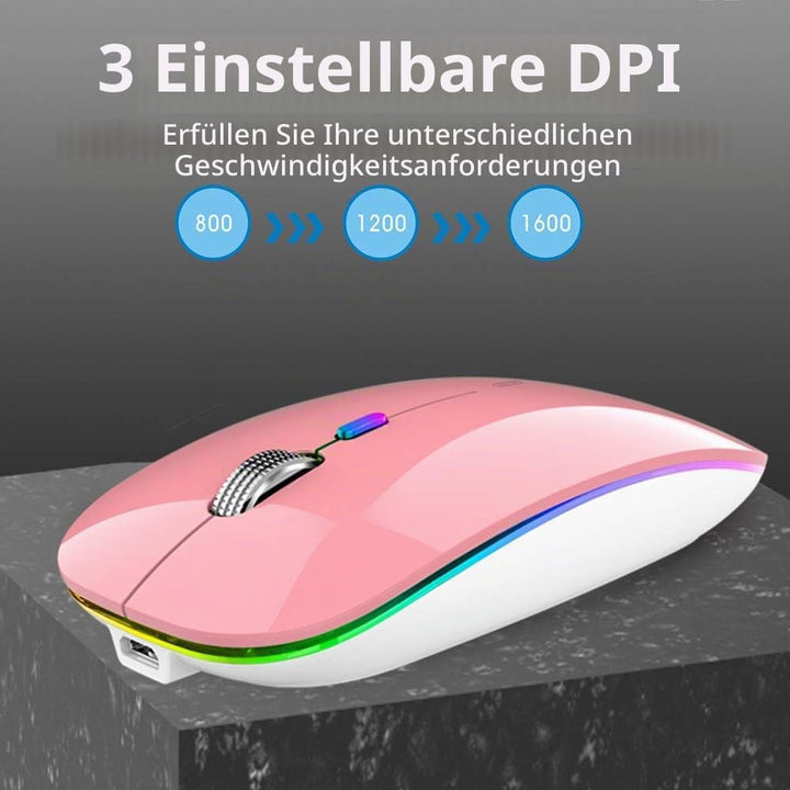 Uiosmuph G12 Maus Kabellos, LED 2.4G Leise Funkmaus Wiederaufladbar Wireless Mousemit Nano USB Empfä