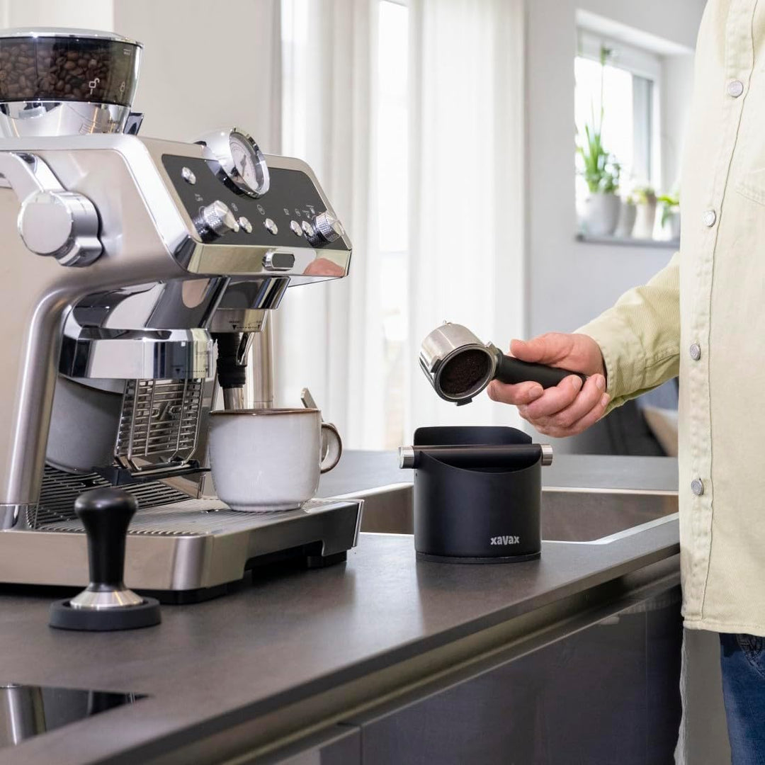 Xavax Abklopfbehälter für Kaffeesatz (Knock Box Barista, Abschlagbehälter rutschfest, Abschlagbox Es