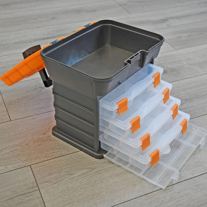 Werkzeug Organizer Koffer mit 4 Sortimentskasten Sortierbox Kleinteilkoffer SET Werkzeugkoffer Sorti