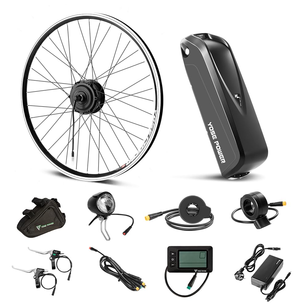 YOSE POWER Ebike Kit 36V250W 26''/28" Frontmotor E-Bike Hub Umbausatz Integrierte Controller mit Hai