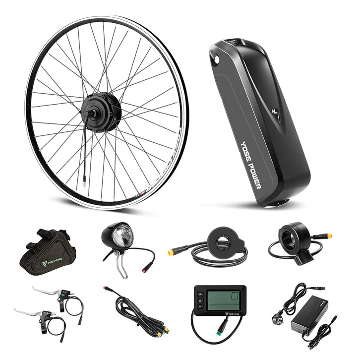 YOSE POWER Ebike Kit 36V250W 26''/28" Frontmotor E-Bike Hub Umbausatz Integrierte Controller mit Hai