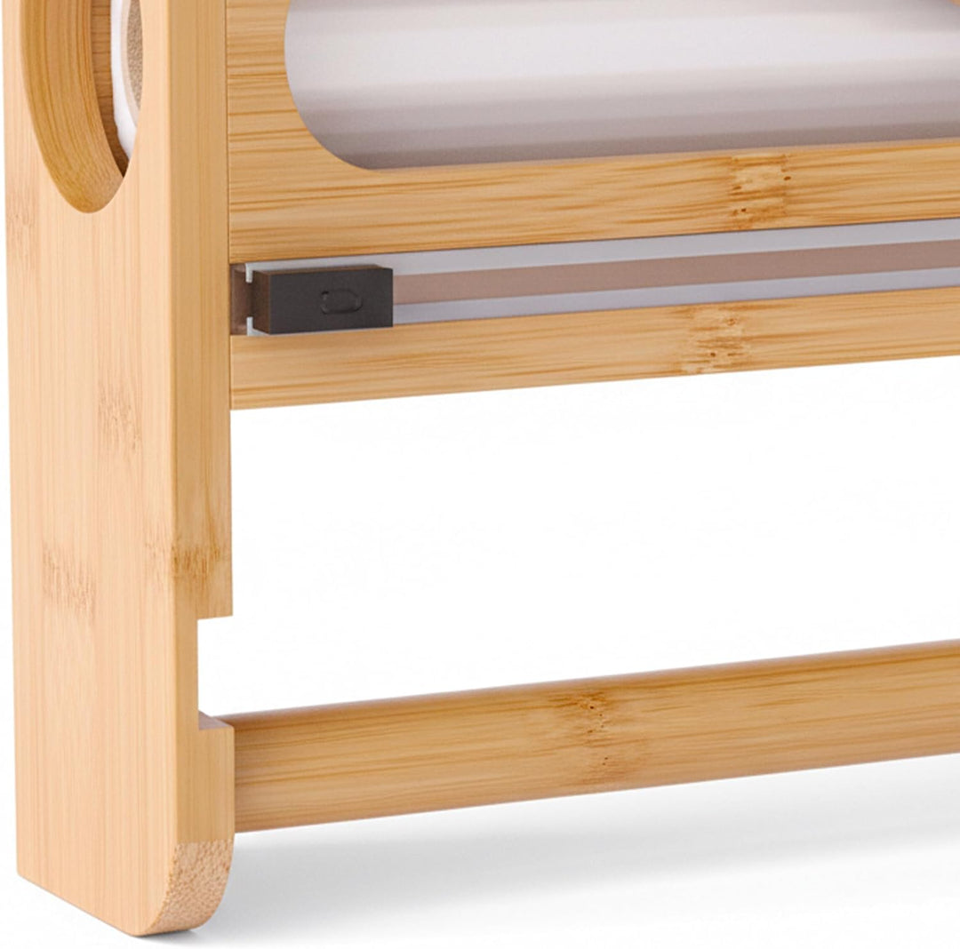 Relaxdays Wandrollenhalter 3 in 1, für Küchenrolle, Alufolie, Frischhaltefolie, Bambus, HxBxT: 27 x