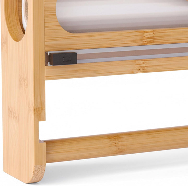 Relaxdays Wandrollenhalter 3 in 1, für Küchenrolle, Alufolie, Frischhaltefolie, Bambus, HxBxT: 27 x