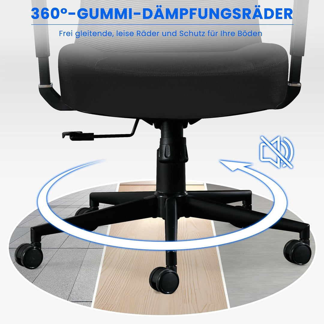 Fantasylab Bürostuhl Ergonomisch 200KG Schreibtischstuhl, Hoher Rücken Ergonomischer Stuhl Drehstuhl