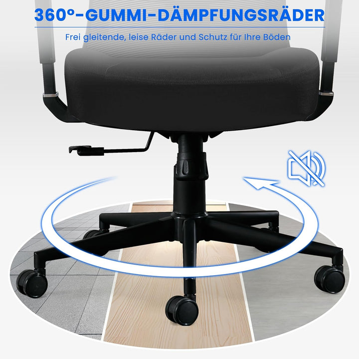 Fantasylab Bürostuhl Ergonomisch 200KG Schreibtischstuhl, Hoher Rücken Ergonomischer Stuhl Drehstuhl
