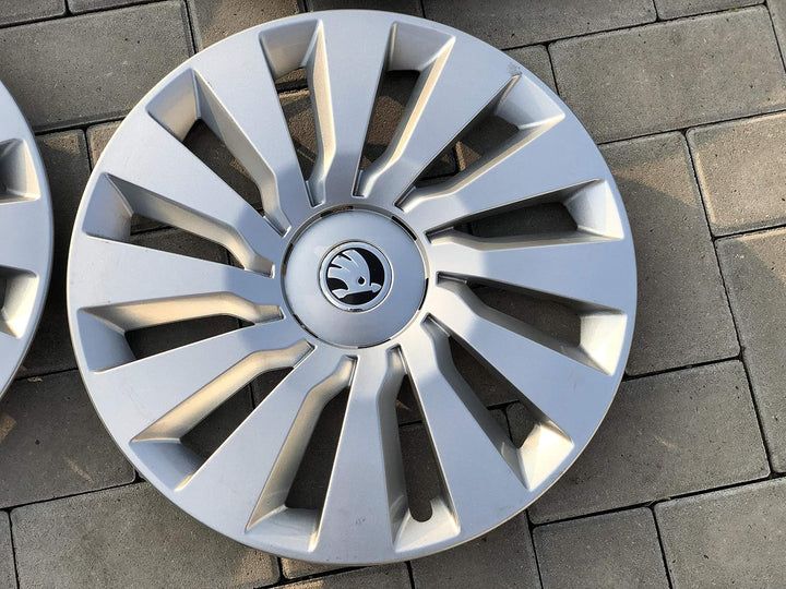 Skoda 5E0071456B Original Radkappen Set 16 Zoll Tekton 6.5Jx16 Radzierblenden 4X Radblenden Silber &