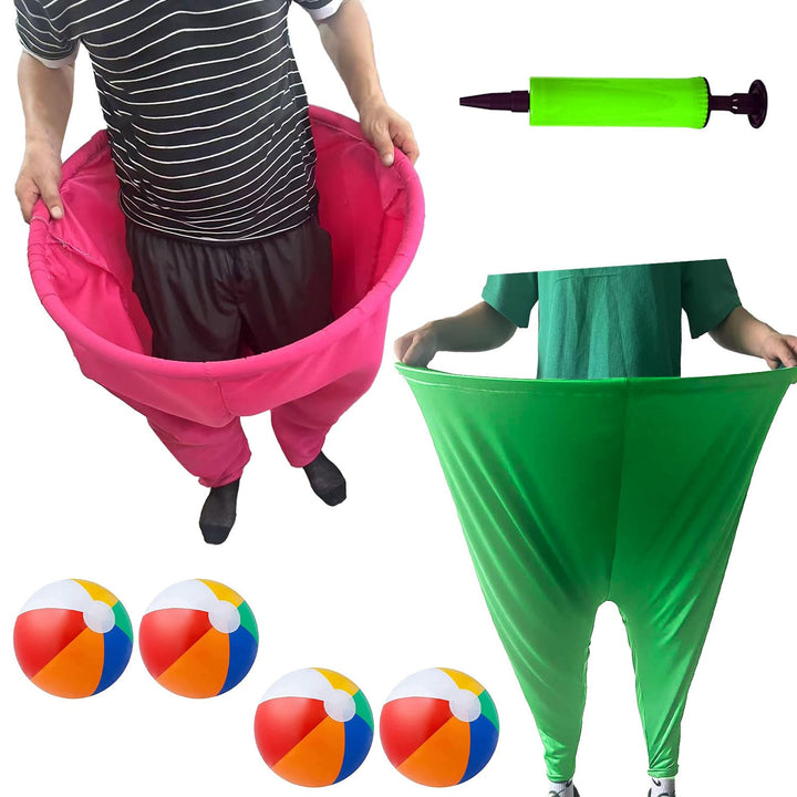 2 Stück Oma-Hosen-Terrassenspiel, Wurfspiel Outdoor, mit 4 × Hüpfbällen und 1 × Ballonpumpe, Jumbo-H