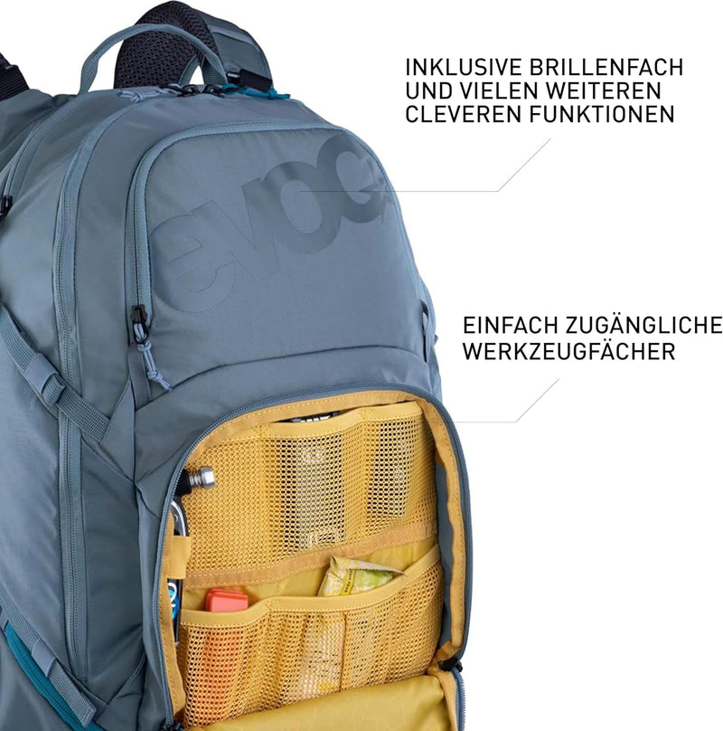 EVOC EXPLORER PRO 26, Rucksack (für kürzere Rückenlängen, AIR FLOW CONTACT SYSTEM, AIRO FLEX Hüftgur