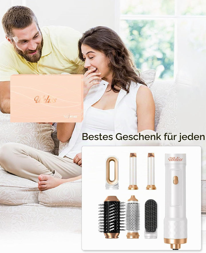 Airstyler 6 in 1, UKLISS Haartrockner Pro &amp; Haarstyler mit Hair Dryer, Automatisch Wrap Lockenstab,