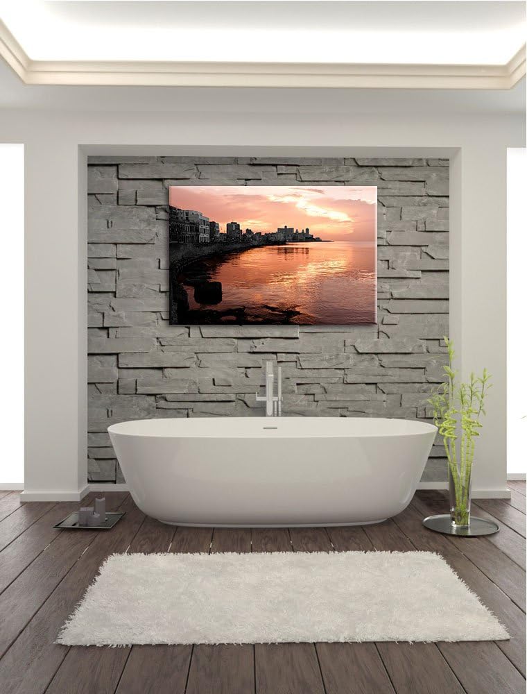 schöner Blick auf Stadt schwarz/weiss Format: 100x70 auf Leinwand, XXL riesige Bilder fertig gerahmt