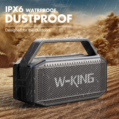 W-KING Bluetooth Lautsprecher Boxen Gross, 60W(100W Spitze) IPX6 Musikbox Lautsprecher Bluetooth Box