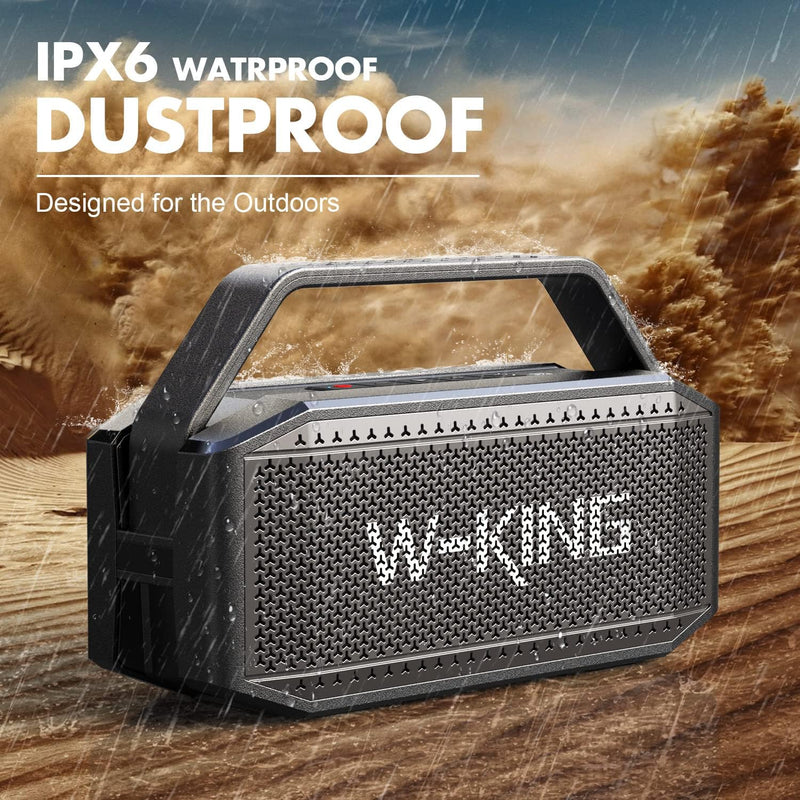 W-KING Bluetooth Lautsprecher Boxen Gross, 60W(100W Spitze) IPX6 Musikbox Lautsprecher Bluetooth Box