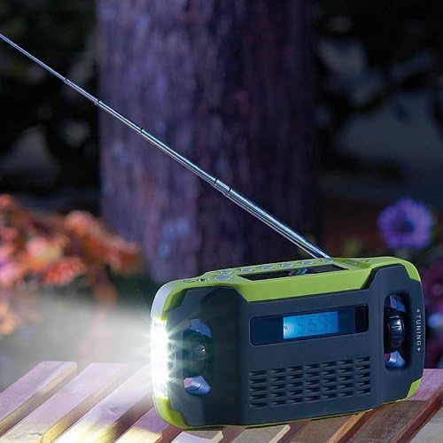 Solar-USB-Dynamo Kurbel FM/AM Koffer Radio mit Uhr und LED-Licht