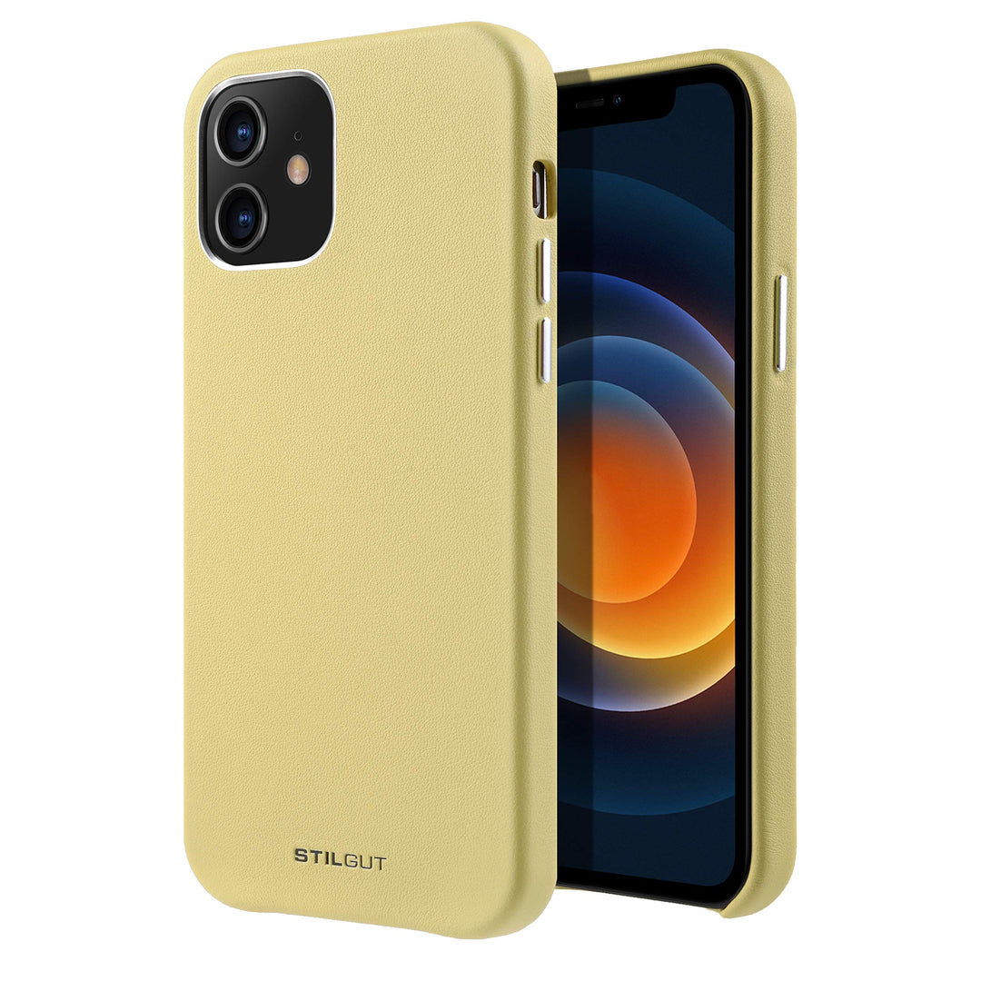 STILGUT Cover kompatibel mit iPhone 12 Mini Case aus Leder, Lederhülle, Hülle aus Leder, Ledercase -