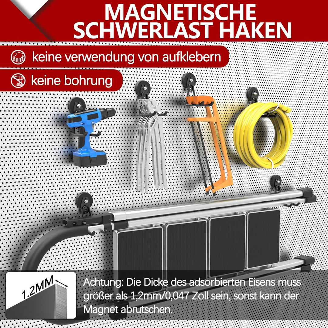 3-H 2 Stück Magnetische Haken Sehr Stark Magnethaken 66mm Magnetfuss Garagehaken Doppelhaken für Ger