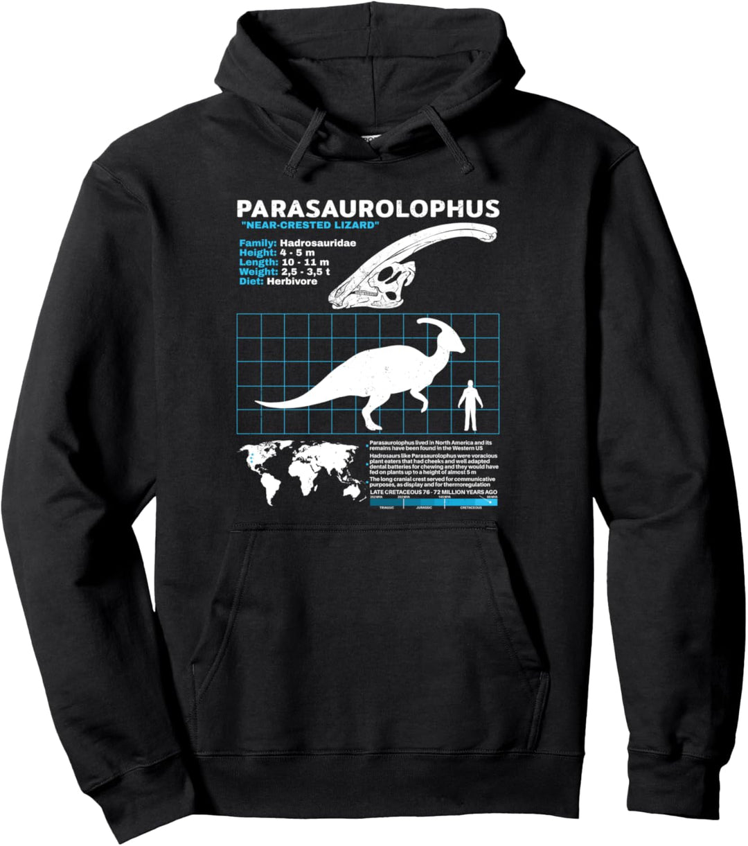 Parasaurolophus fact sheet Dinosaurier Fakten Pullover Hoodie