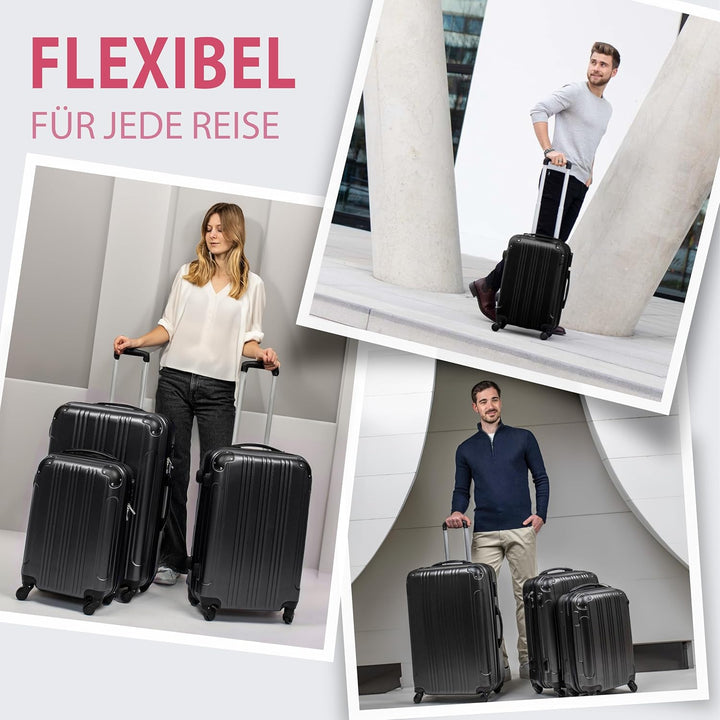 FERGÉ Premium Kofferset 3-teilig: 28", 24" & Handgepäck Koffer in einem Set, sehr robuste Reisekoffe