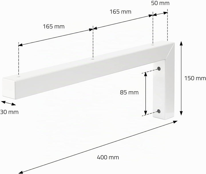 ML-Design 2er Set Wandkonsole Winkel L-Form für Waschtisch, 400x150 mm, Weiss, Stahl, Design Waschti