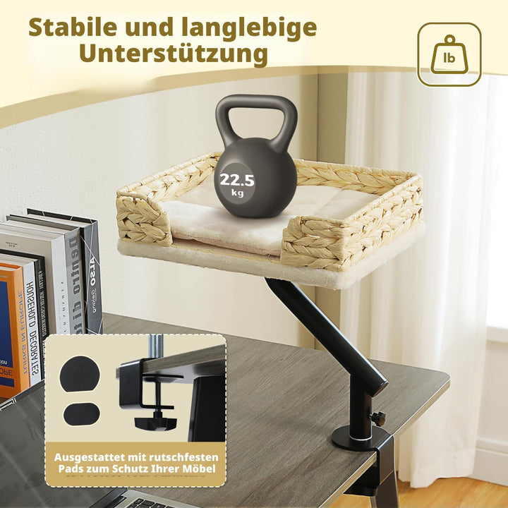 PAWZ Road Katzenbett für Schreibtisch, Katzenkorb, Katzen-Schreibtischbett aus Korbgeflecht, 360° dr