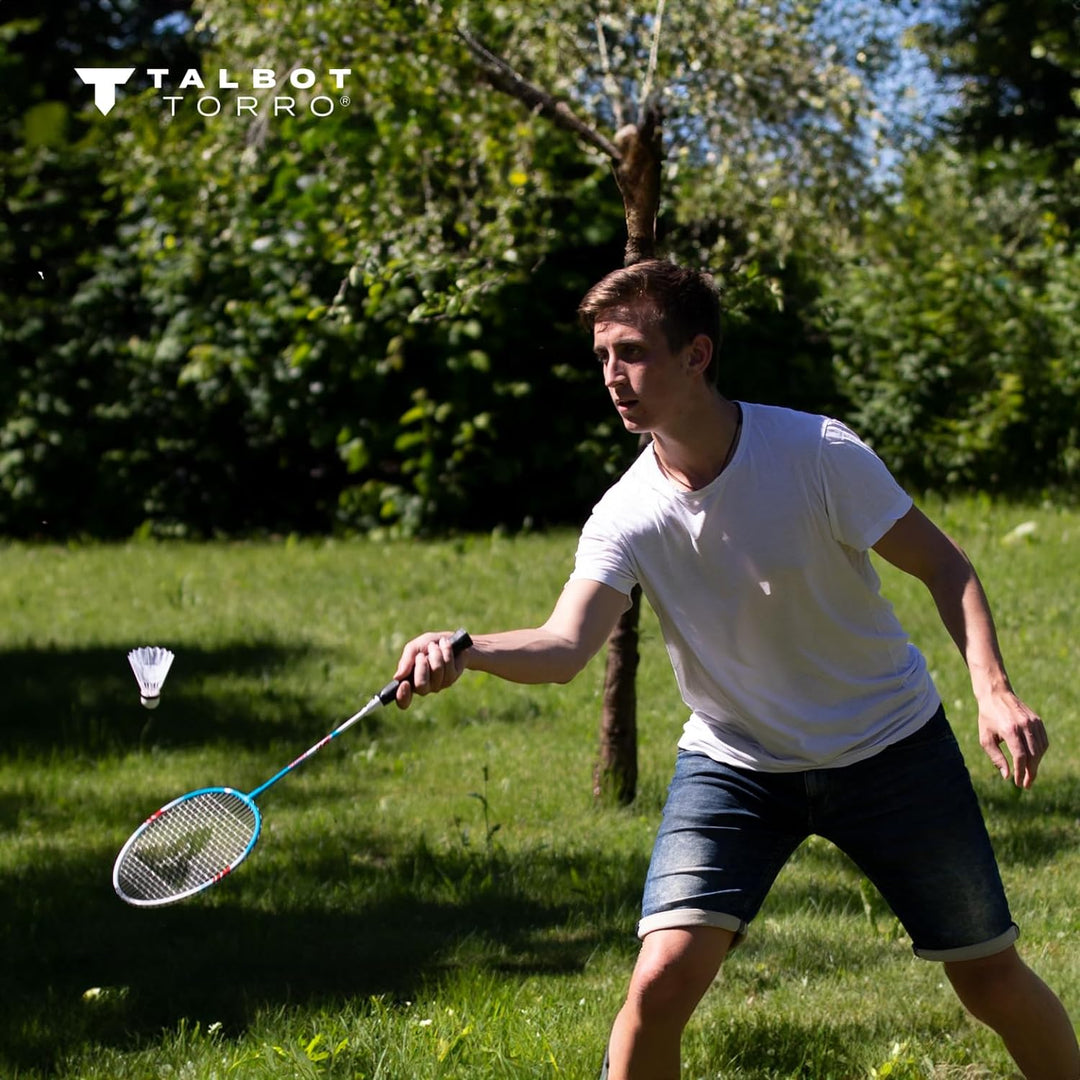 Talbot Torro Premium Badminton-Set 4-Fighter, hochwertiges Komplettset mit 4 Alu-Schläger leicht und