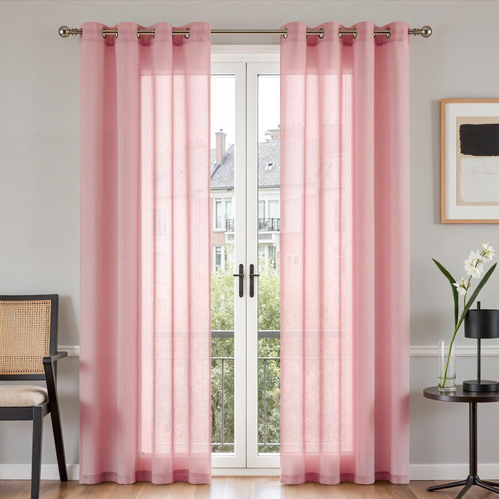TOPICK Voile Vorhang Mit Ösen Sheer Vorhänge Transparent Gardine Gaze Paarig Ösenschals für Wohnzimm