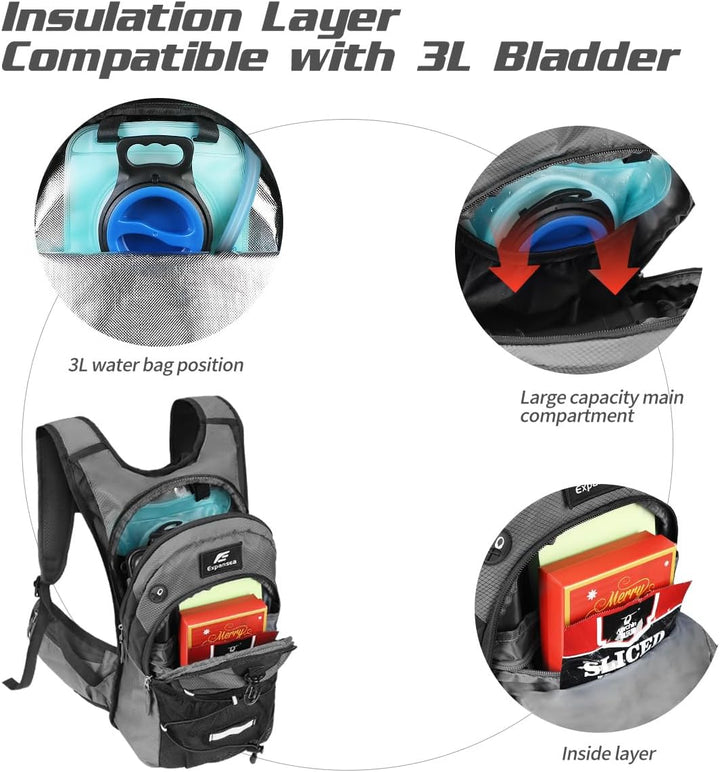 Trinkrucksack mit Trinkblase 3L BPA-Frei, Wasserdichter Outdoor-Rucksack, Rucksack mit Trinksystem,