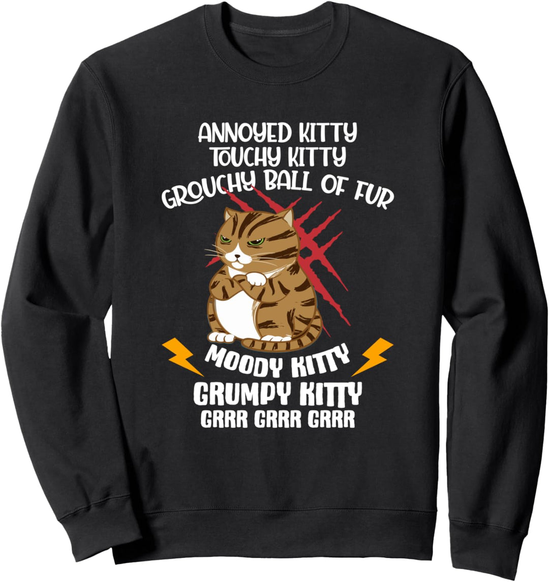 Annoyed Kitty Touchy Kitty Grouchy Ball Funny Cat Owner Sweatshirt