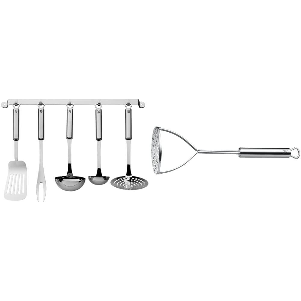 WMF Profi Plus Küchenhelfer Set 6-teilig, Hängeleiste mit 5 Helfer, Schöpflöffel, Schaumlöffel & Pro