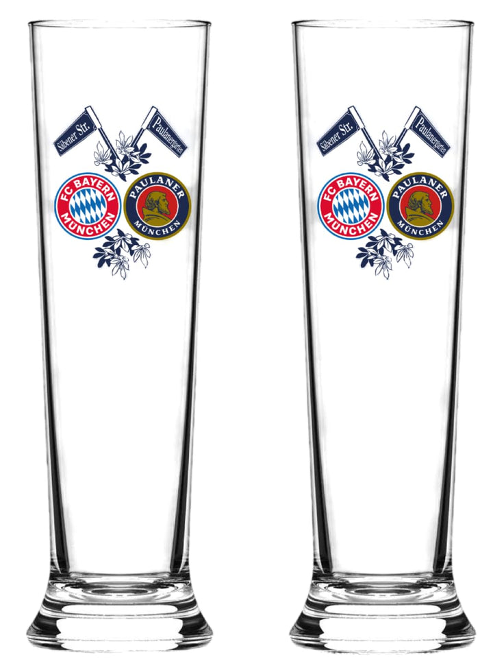 FC Bayern München Pilsstange - Doppellogo - 2er Set Pilsglas Bierglas Glas FCB