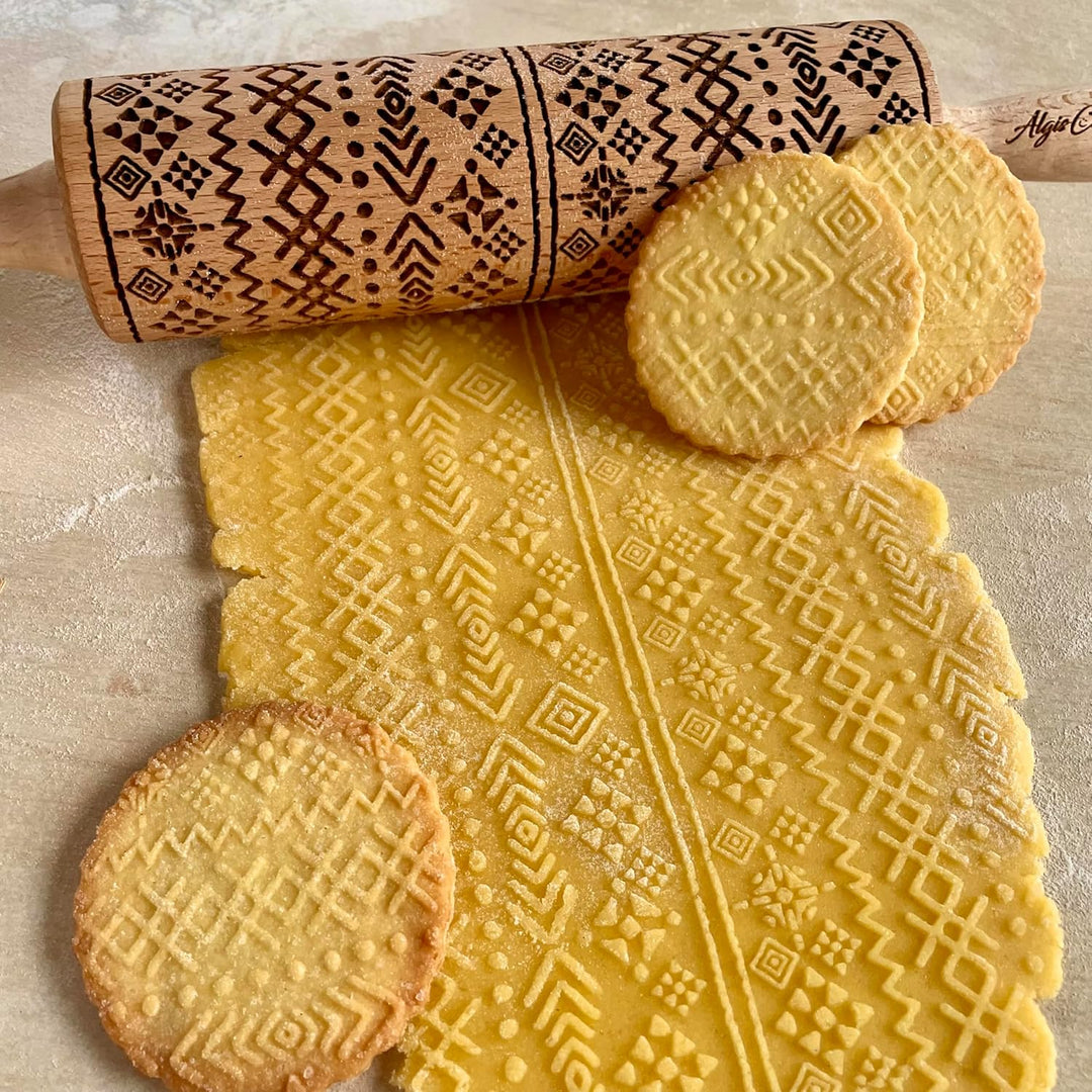 Nudelholz für Hausgemachtes Gebäck und Keramik AZTEKEN. Teigroller für Teig & Plätzchen, Kuchen & Ge