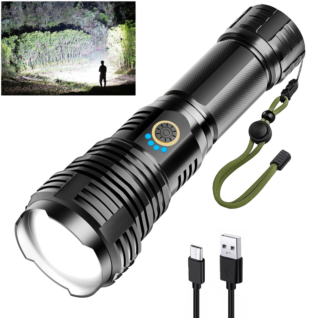 Glarylight Taschenlampe LED Aufladbar 500000 Lumen, LED Taschenlampe Extrem Hell XHP70.2 Taschenlamp