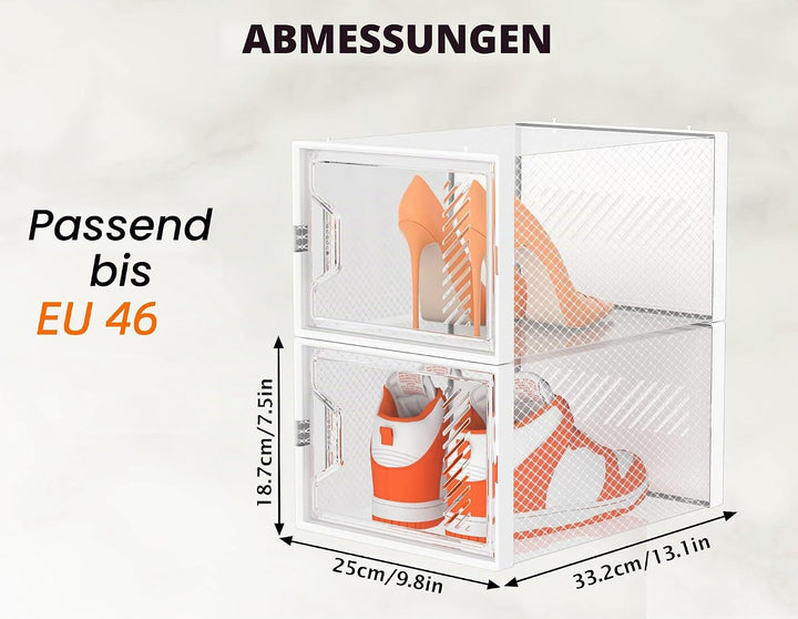 SIMPDIY Schuhboxen Stapelbar Transparent, 24er Pack Schuhkarton, Schuhaufbewahrung mit Deckel für Tu