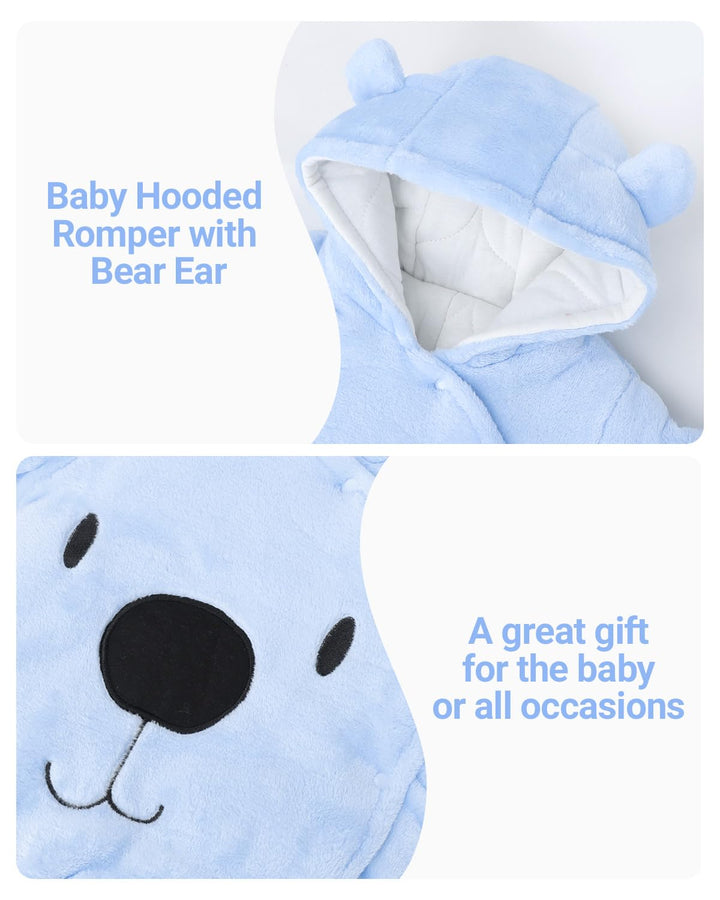 Baby Overall Winter mit Kapuze Baby Schneeanzug Flanell Strampler Winter Spieler Spielanzug mit Füss