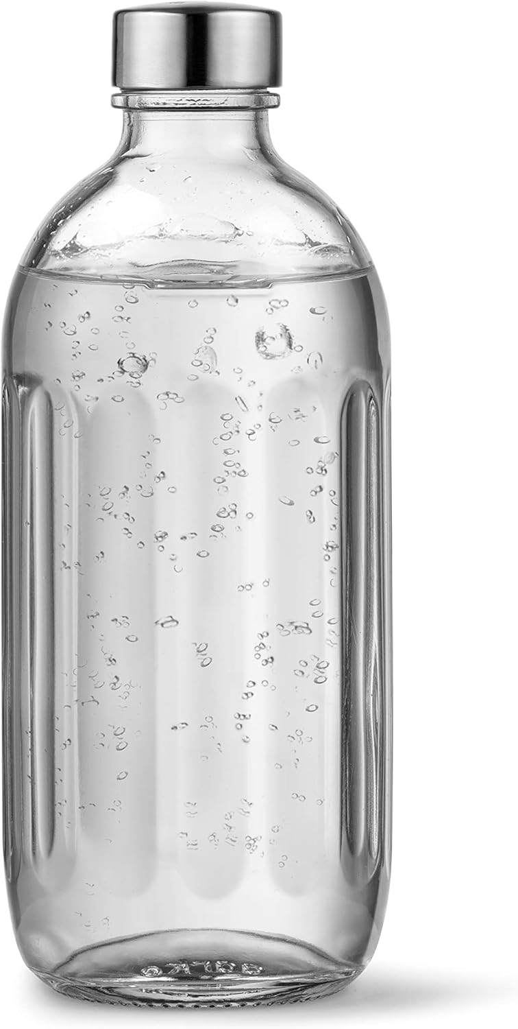 Aarke Glasflasche für Wassersprudler Carbonator Pro, Spülmaschinenfeste, mit Details in Edelstahl