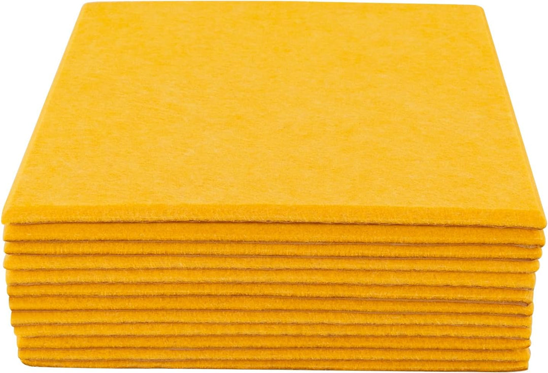 12 Stück Akustikplatten 30 x 30 cm aus Polyesterfaser 9 mm Orange | Selbstklebend und Zuschneidbar f