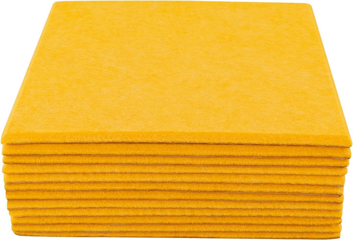 12 Stück Akustikplatten 30 x 30 cm aus Polyesterfaser 9 mm Orange | Selbstklebend und Zuschneidbar f