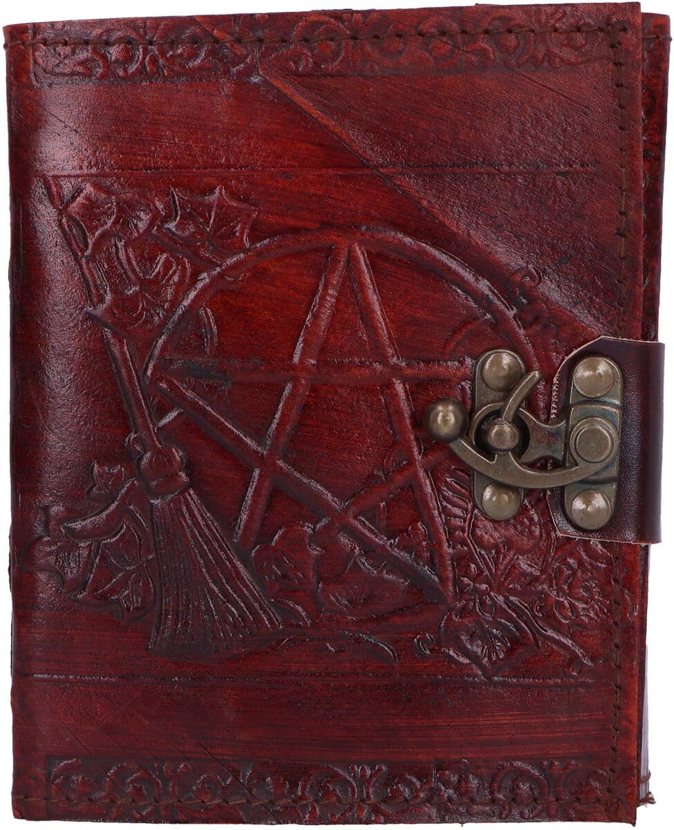 Nemesis Now Tagebuch mit Pentagramm, geprägtes Leder, mit Schloss, 20 cm, Braun